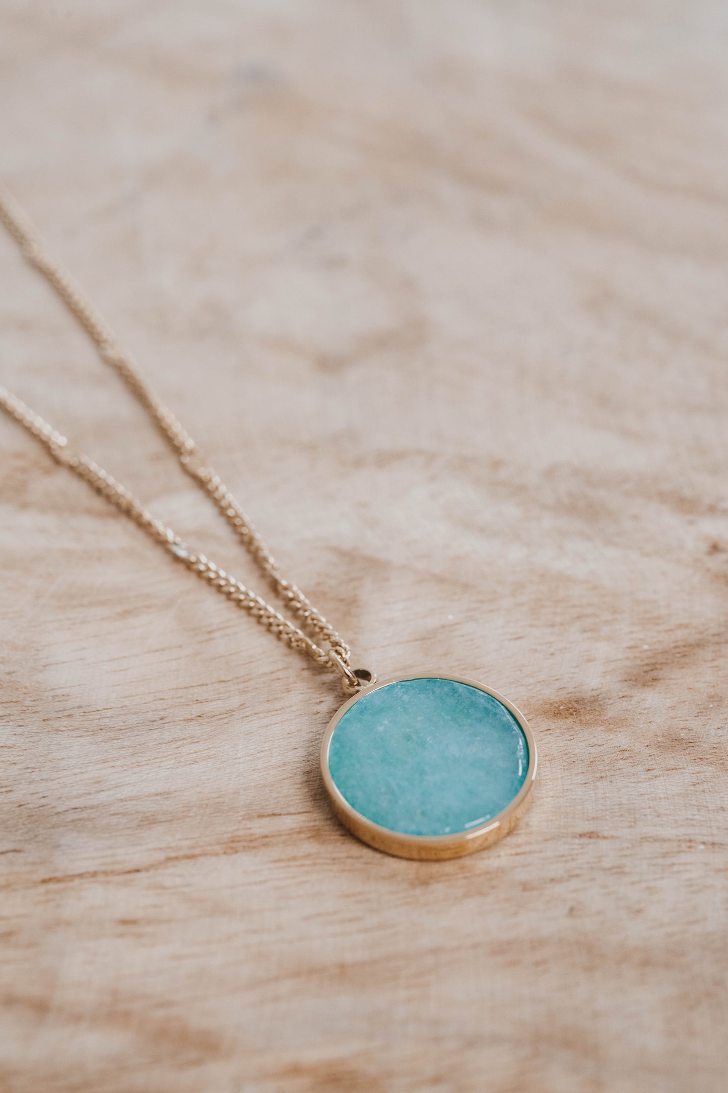 Naples | Collier en acier inoxydable et pierre naturelle | Amazonite | Doré