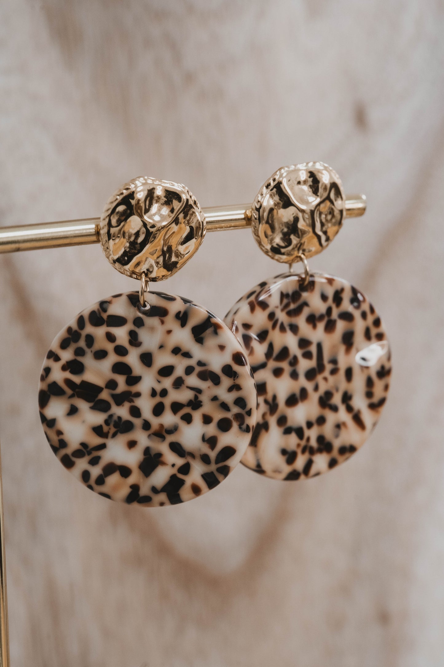Phoenix | Boucles d'oreilles en acier inoxydable | Léopard clair |Doré