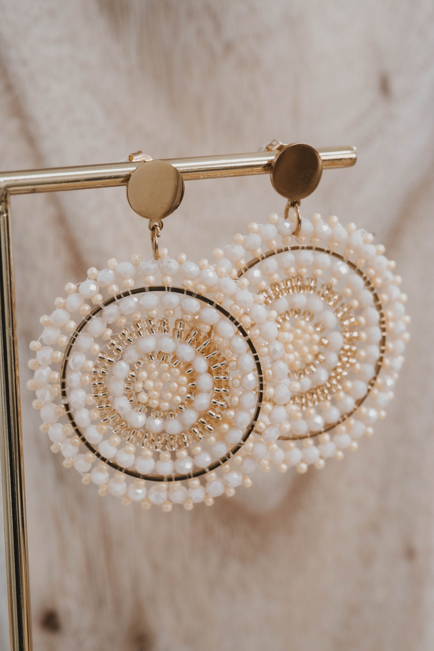 Bastia | Boucles d'oreilles en acier inoxydable | Perles blanches | Doré