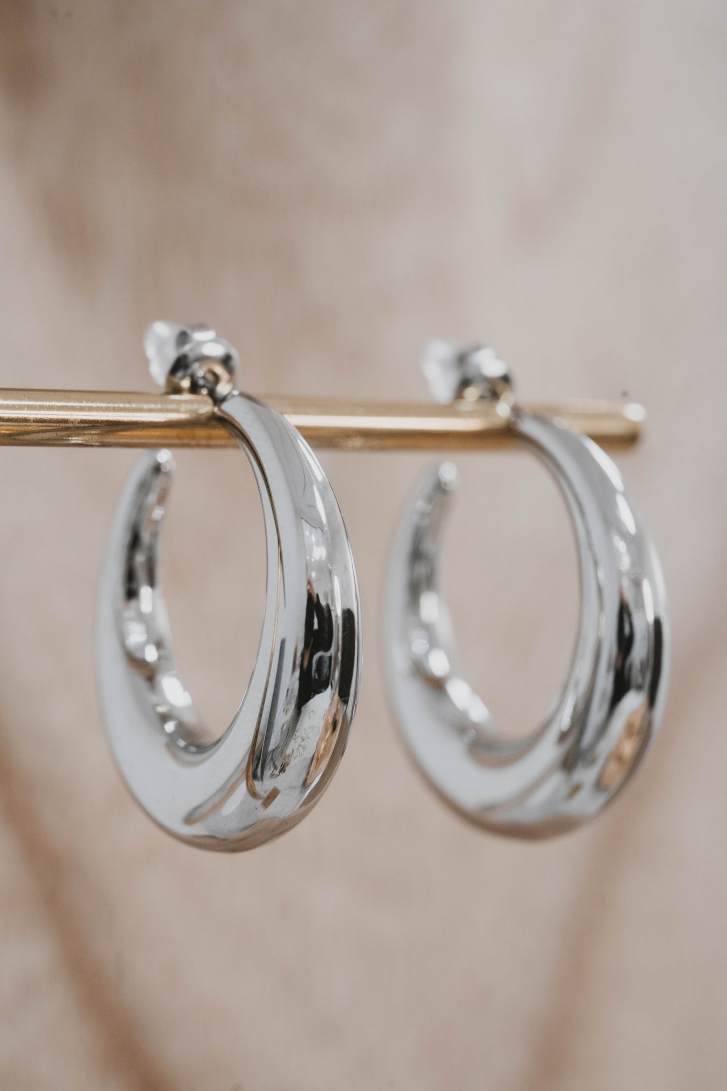 Athènes | Boucles d'oreilles/créoles en acier inoxydable | Argenté