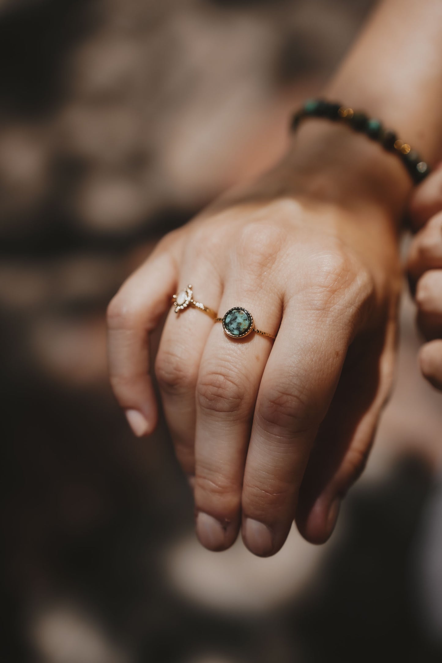 Bague acier inoxydable et pierre naturelle Turquoise Africaine - Nicosie