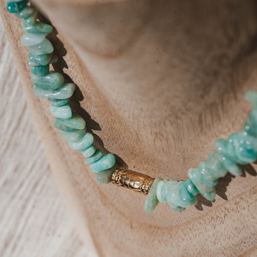 
                      
                        Tacoma | Collier en acier inoxydable et pierres naturelles | Amazonite | Doré
                      
                    