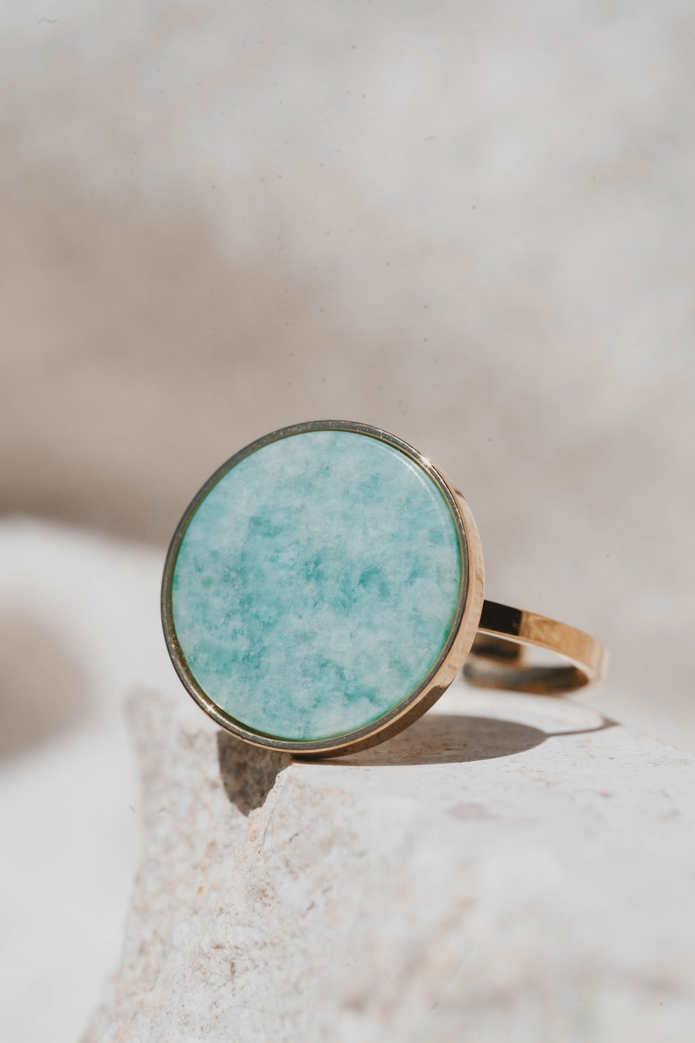 Naples | Bague en acier inoxydable et pierres naturelles | Amazonite | Doré