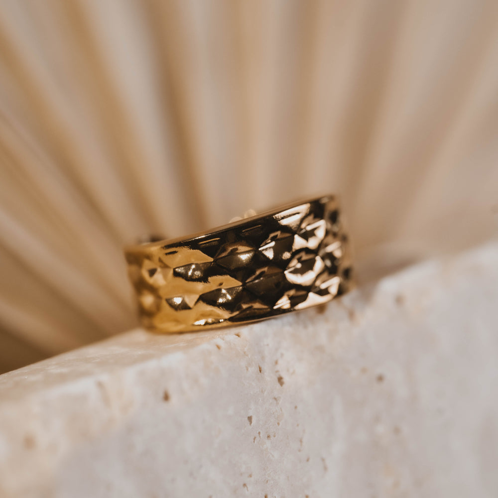 Caracas | Bague en acier inoxydable | Doré