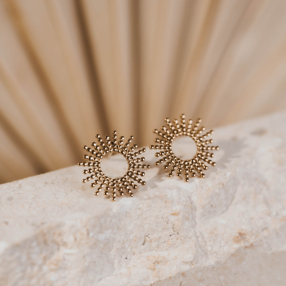 Hélios | Boucles d'oreilles/puces en acier inoxydable | Doré