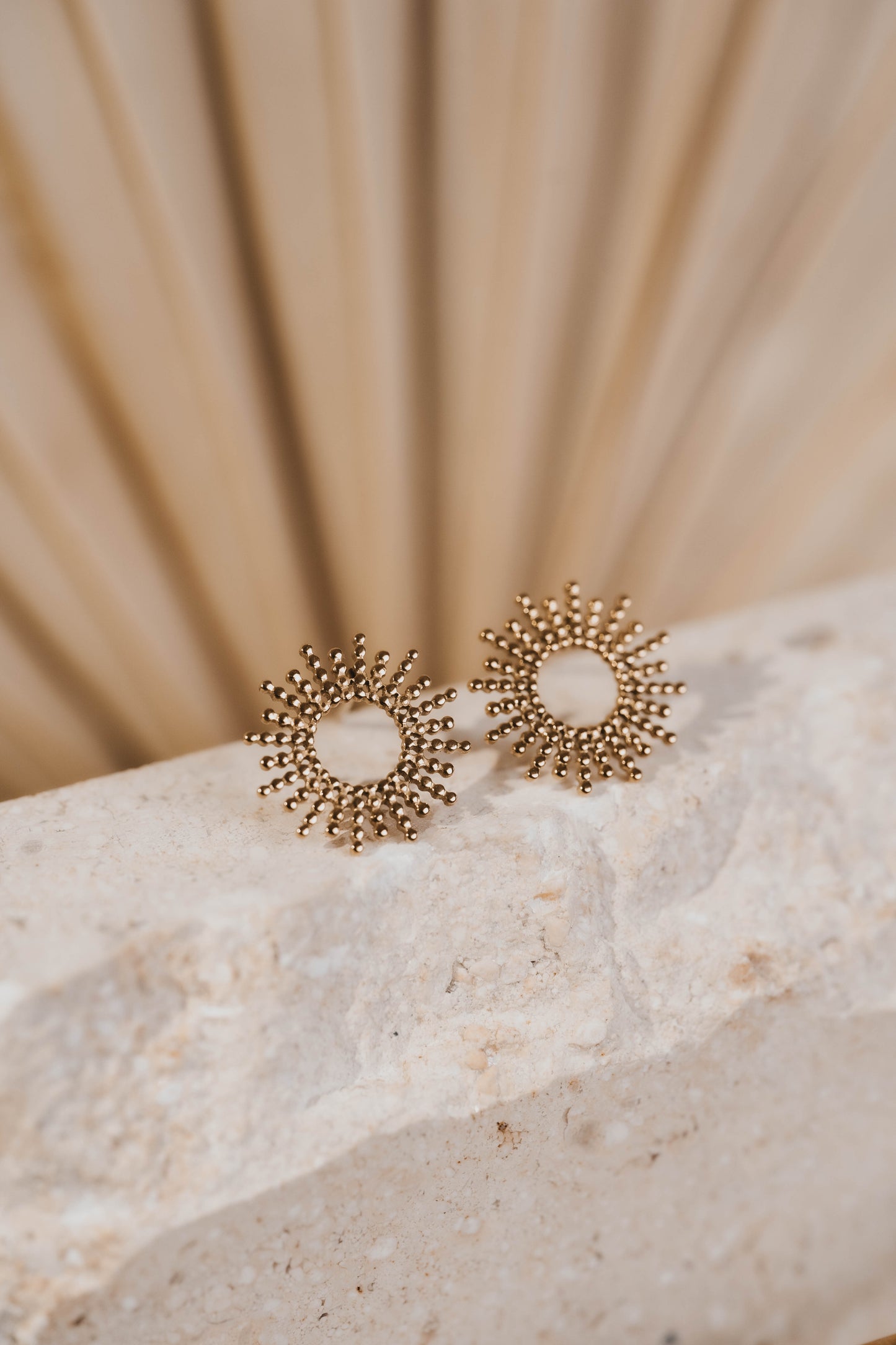 Hélios | Boucles d'oreilles/puces en acier inoxydable | Doré
