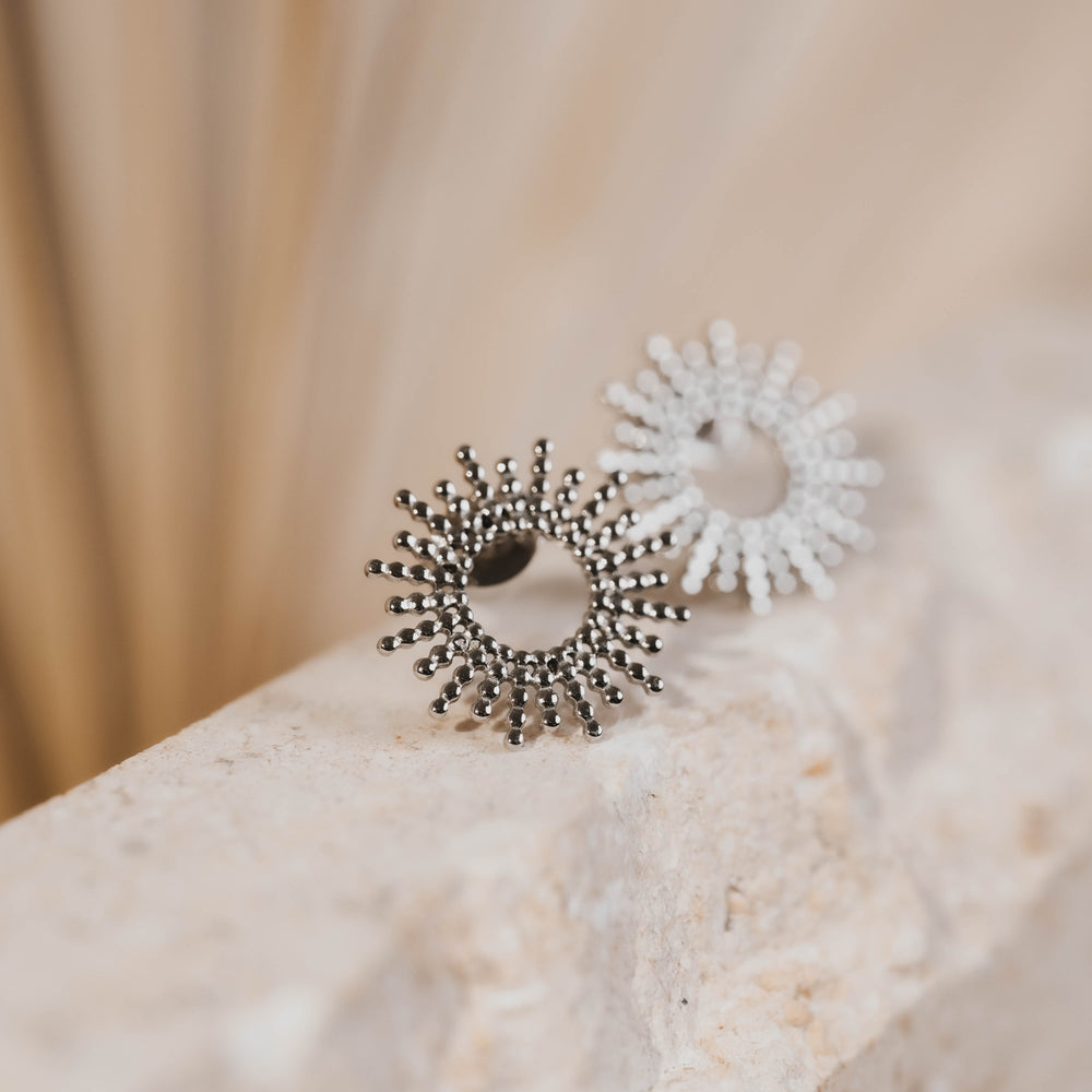 Hélios | Boucles d'oreilles/puces en acier inoxydable | Argenté