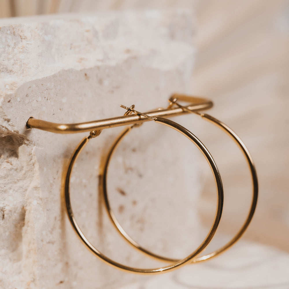 Chicago | Boucles d'oreilles / créoles en acier inoxydable | 5cm | Doré