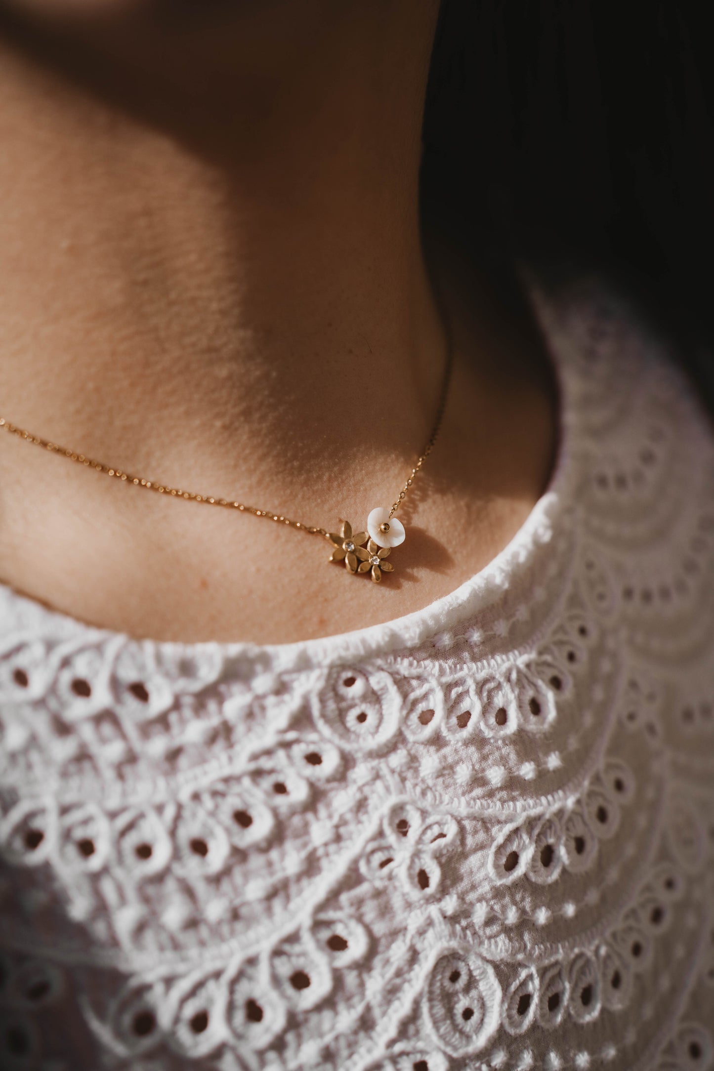 Hawaï | Collier en acier inoxydable et pierre naturelle | Nacre | Doré