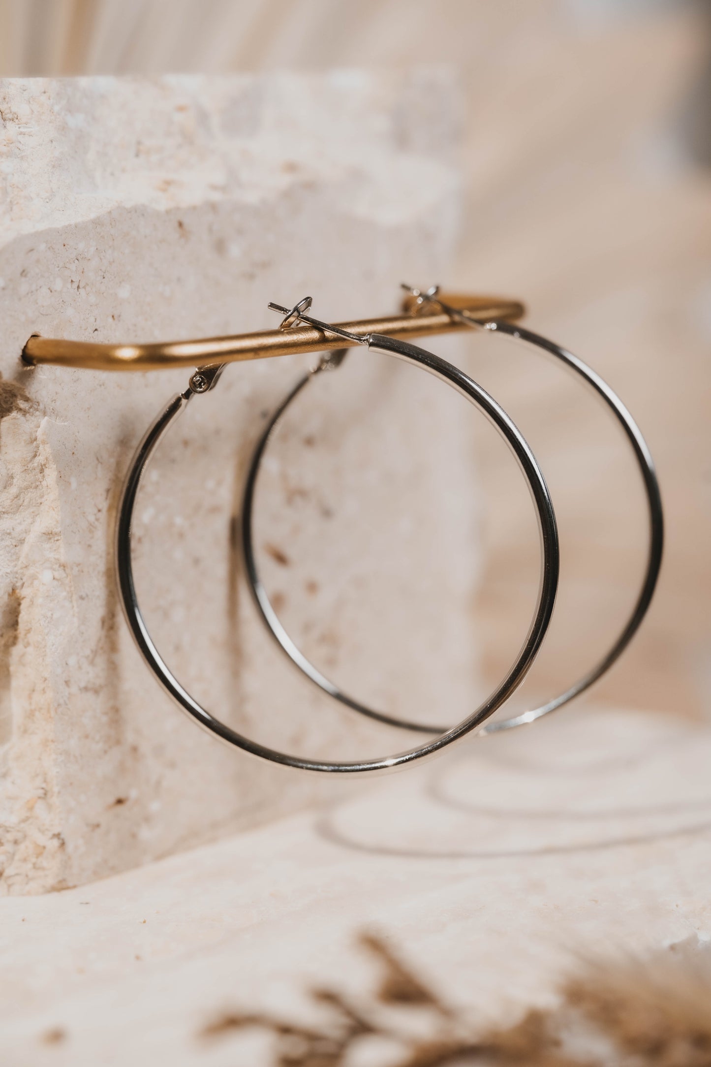 Chicago | Boucles d'oreilles / créoles en acier inoxydable | 5 cm | Argenté