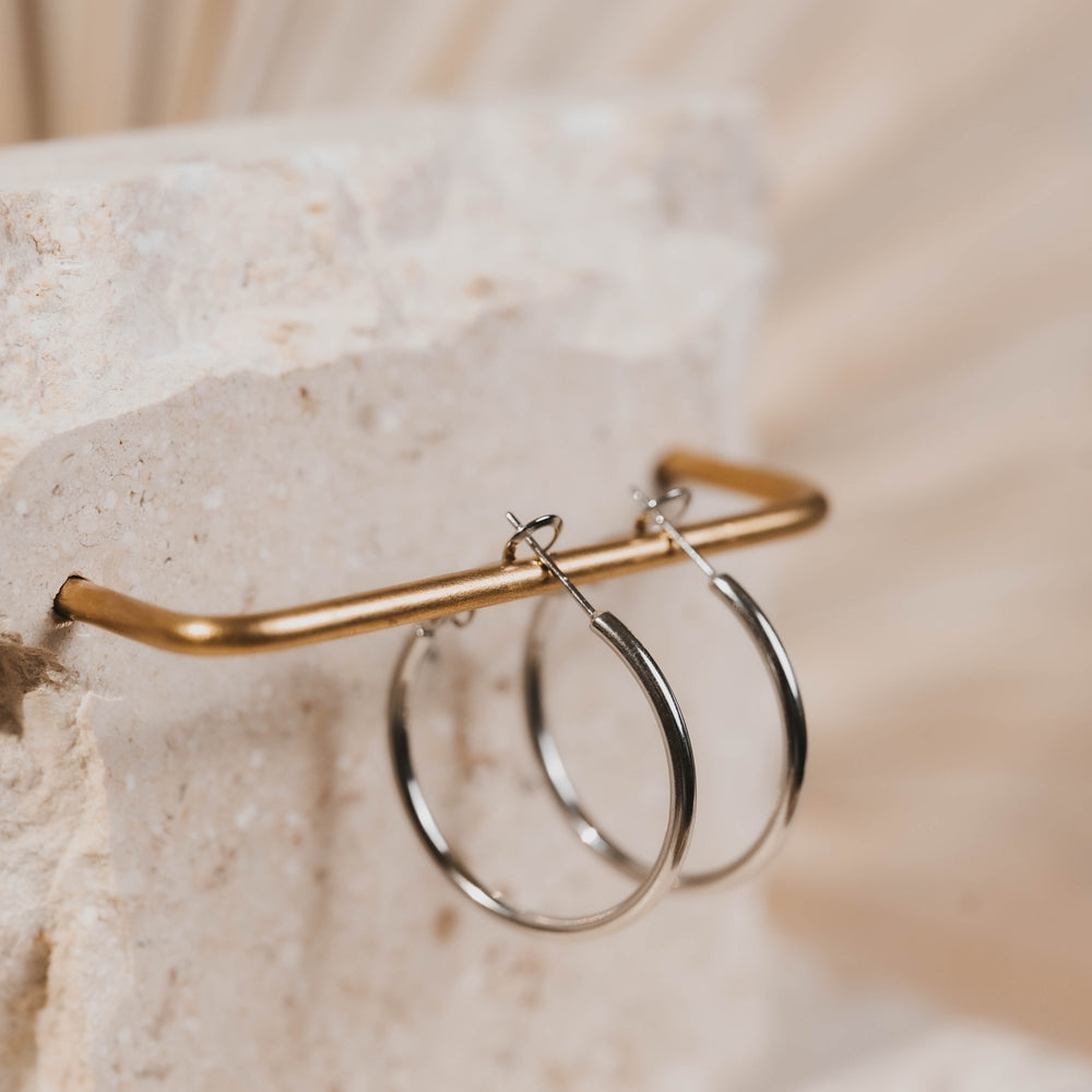 Chicago | Boucles d'oreilles / créoles en acier inoxydable | 3cm | Argenté