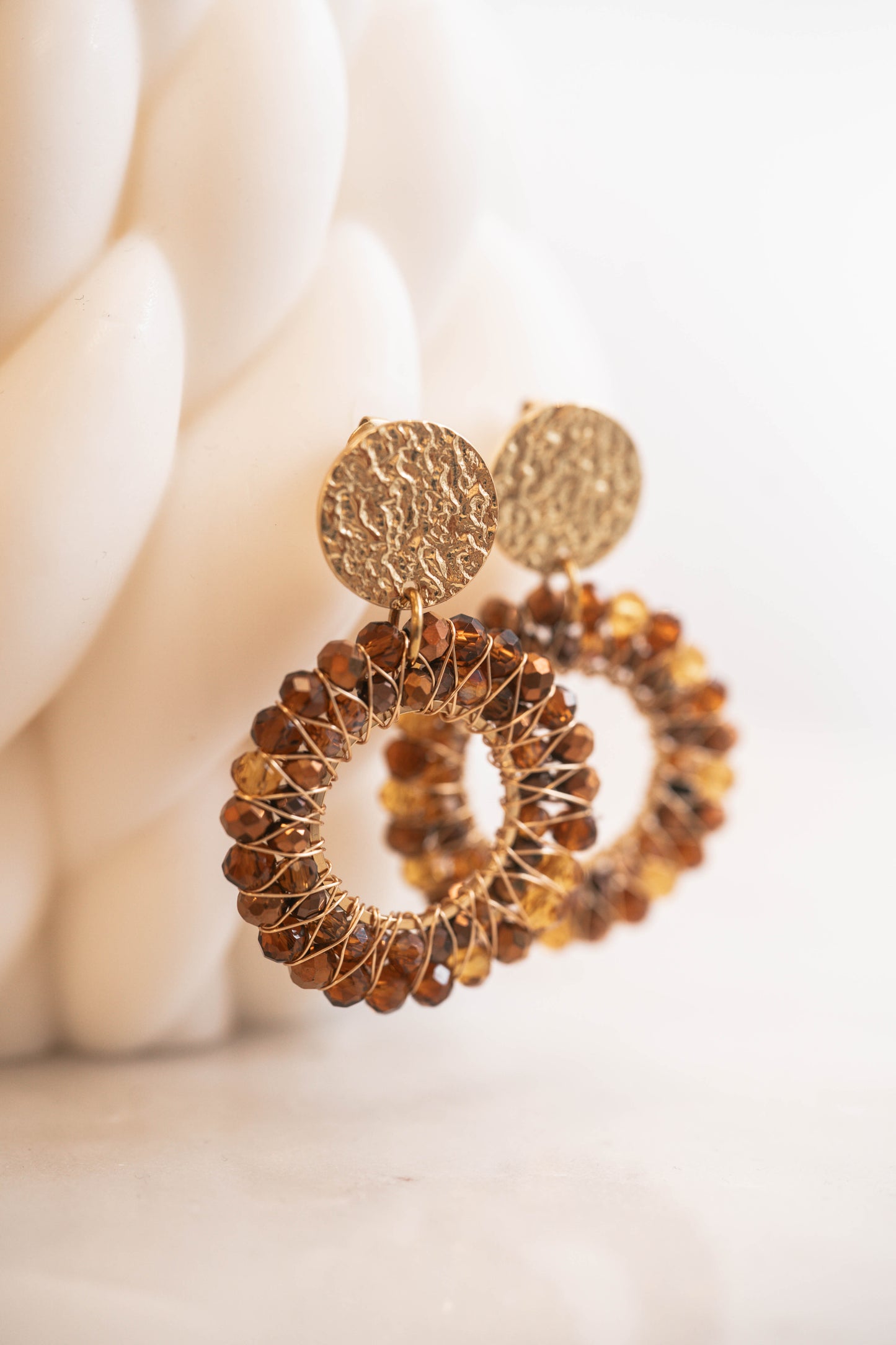 Ajaccio | Boucles d'oreilles | Perles marron | Doré