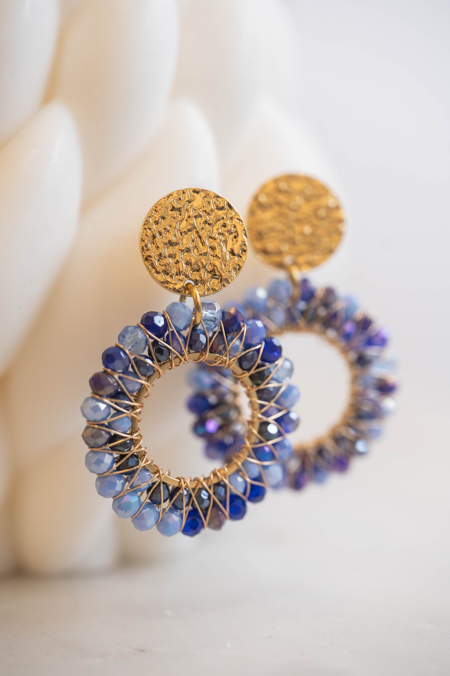 Ajaccio| Boucles d'oreilles | Perles bleues | Doré