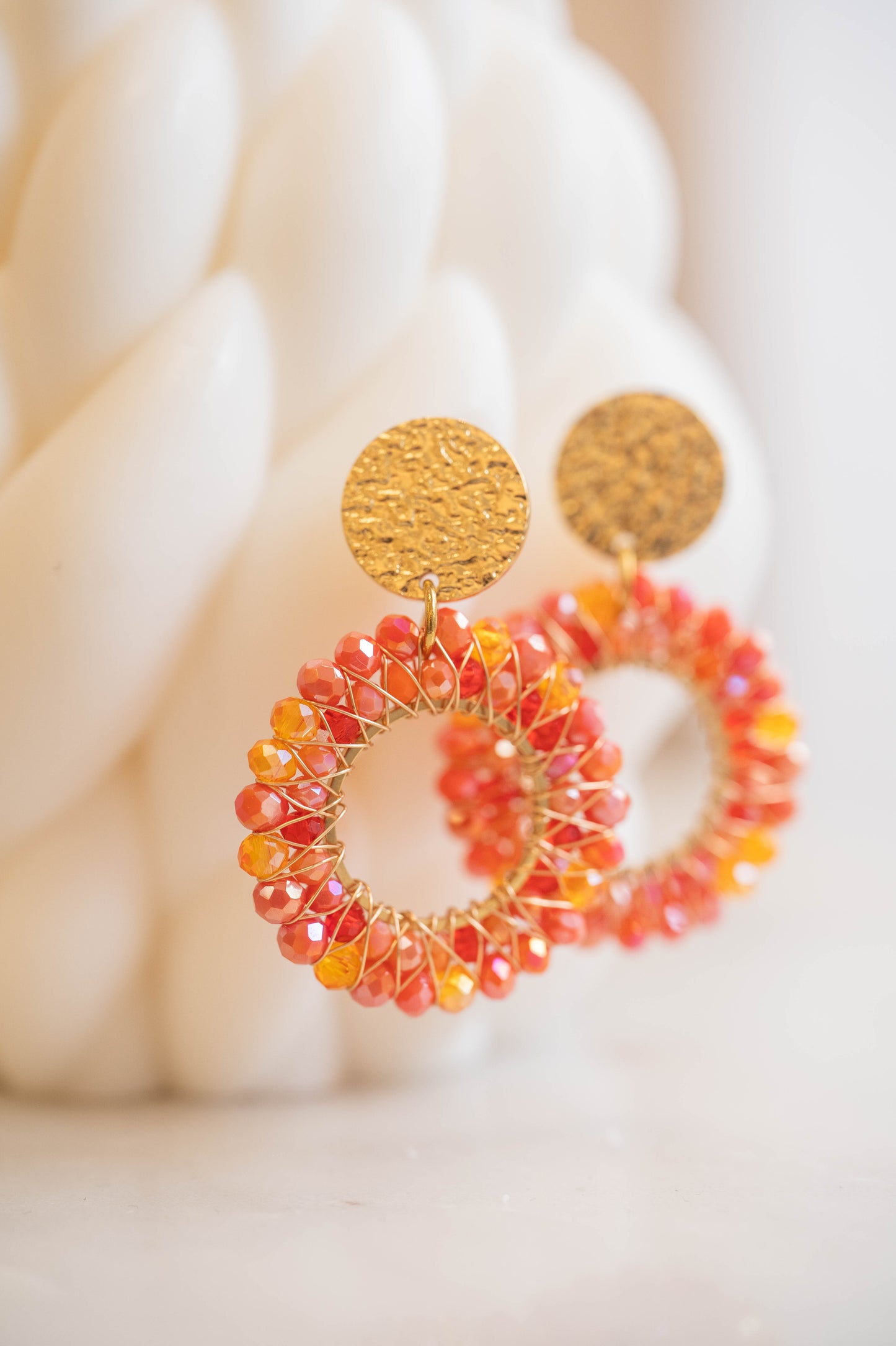 Ajaccio | Boucles d'oreilles | Perles corail | Doré