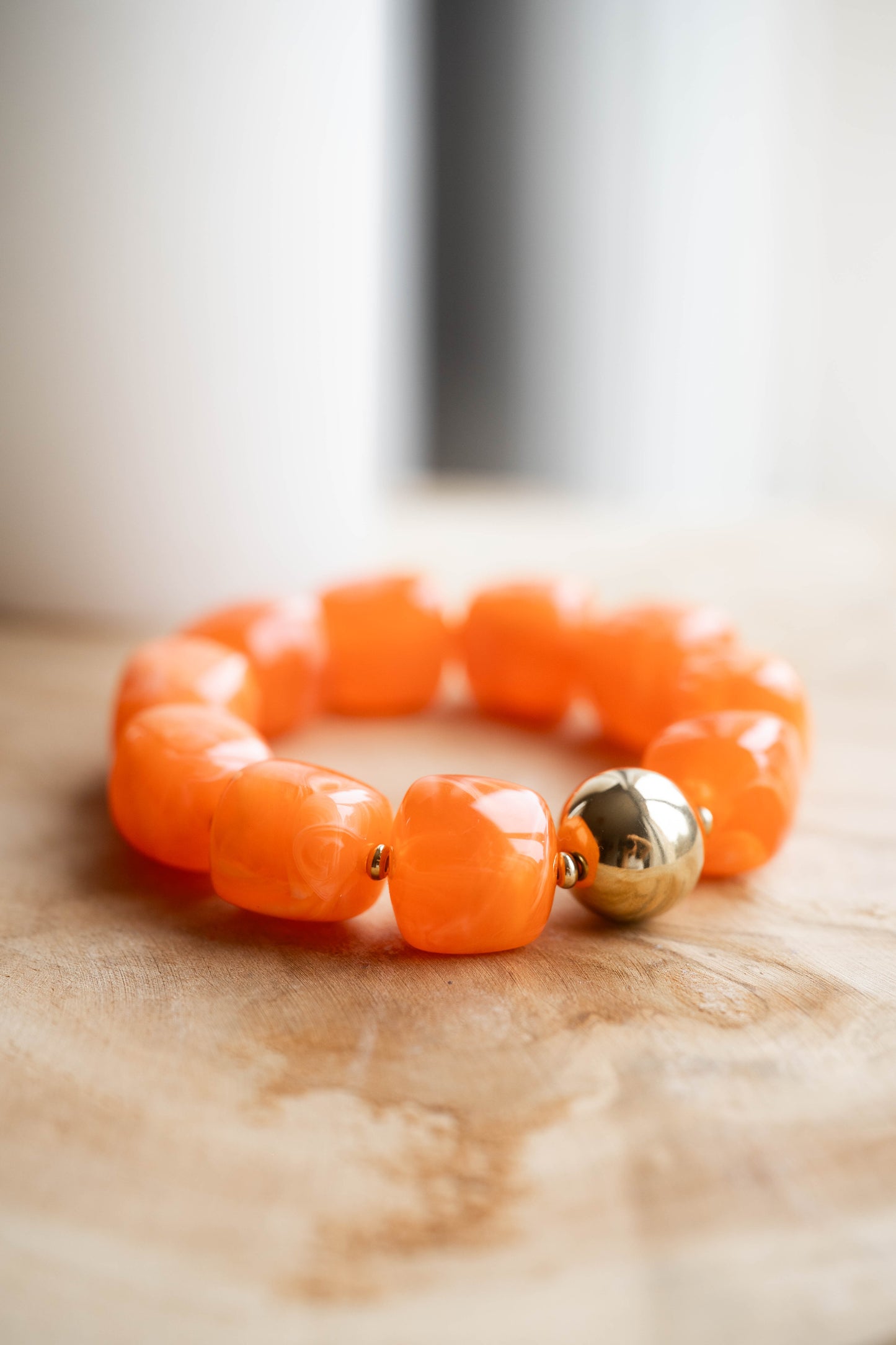 Agafay | Bracelet élastique | Orange | Doré