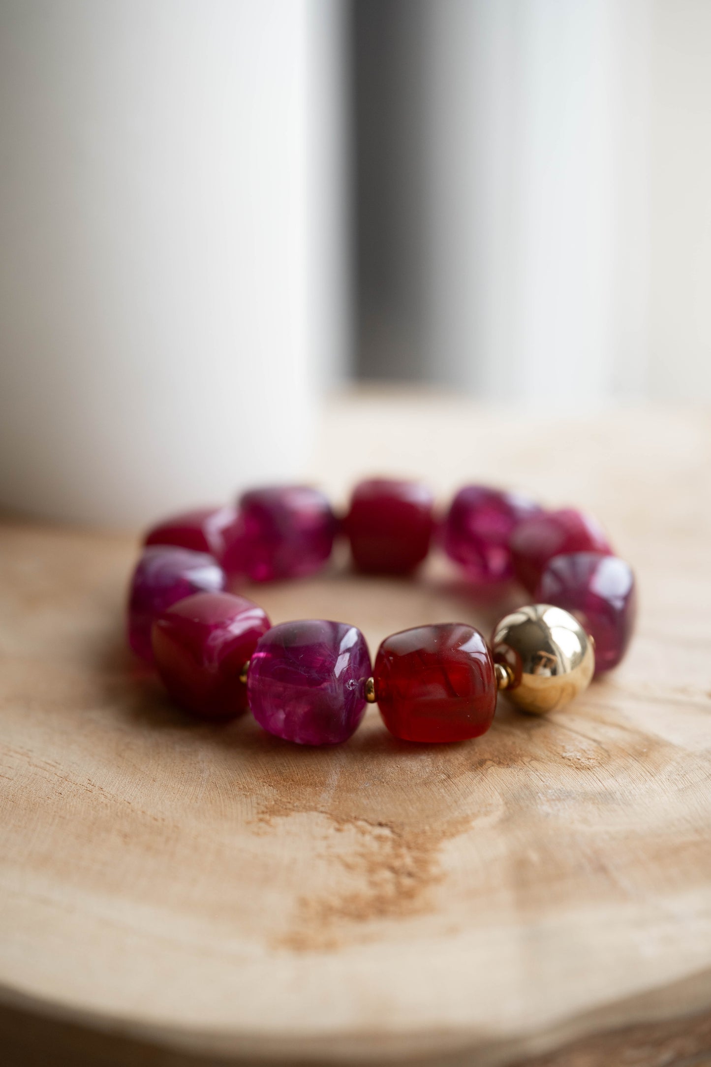 Agafay | Bracelet élastique | Multi Rose | Doré