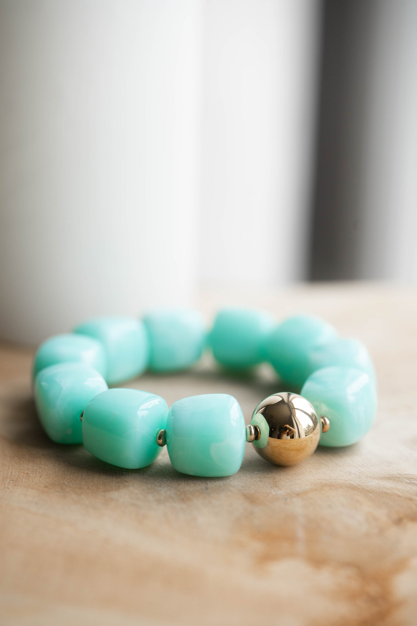 Agafay | Bracelet élastique | Bleu clair | Doré