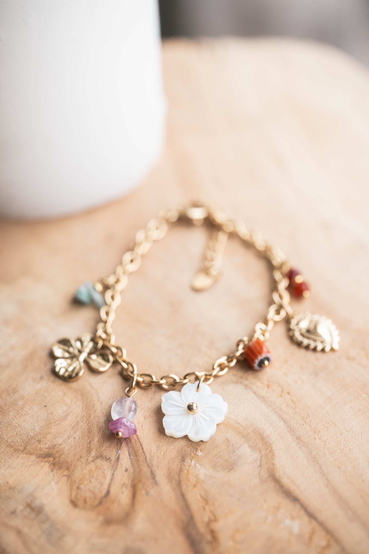 Marrakech | Bracelet breloques en acier inoxydable | Doré