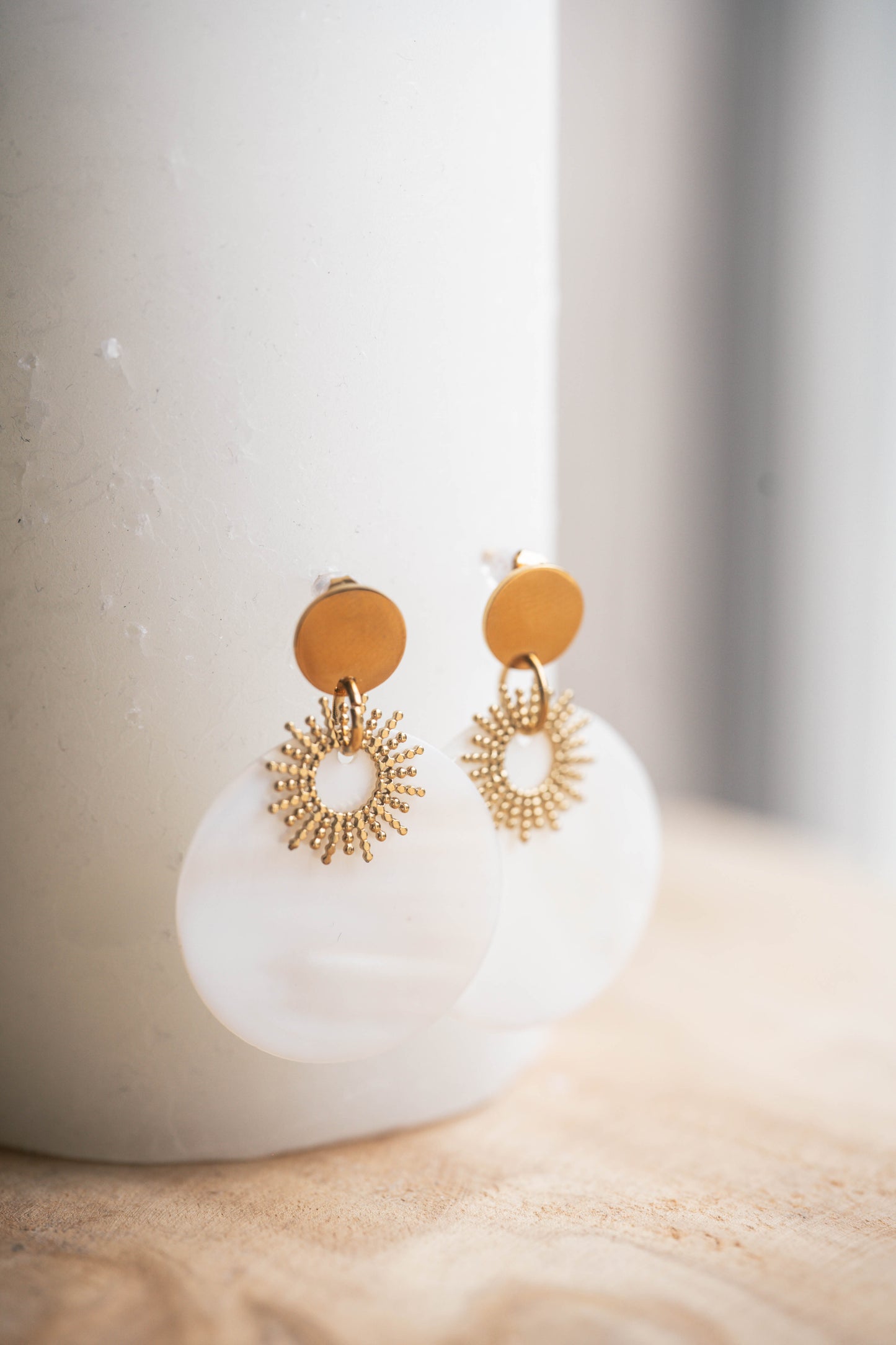 Playa del Carmen | Boucles d'oreilles en acier inoxydable | Nacre | Doré