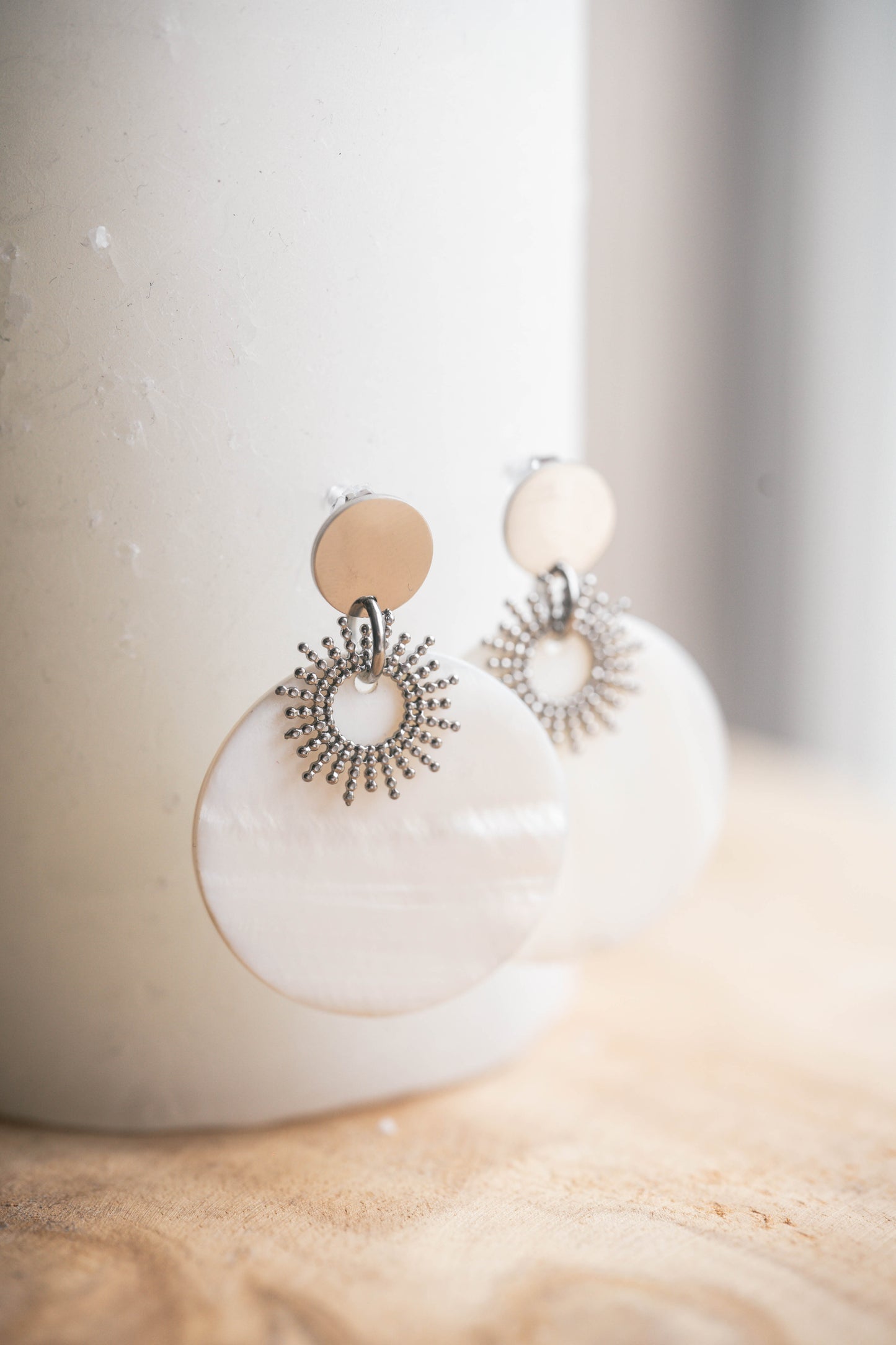 Playa del Carmen | Boucles d'oreilles en acier inoxydable | Nacre | Argenté