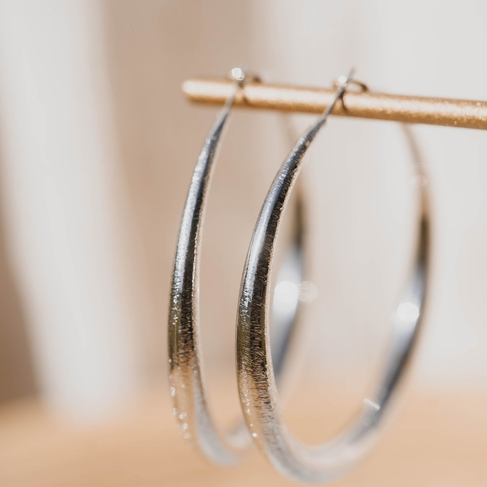 Rosario | Boucles d'oreilles / créoles en acier inoxydable | 5,5cm | Argenté