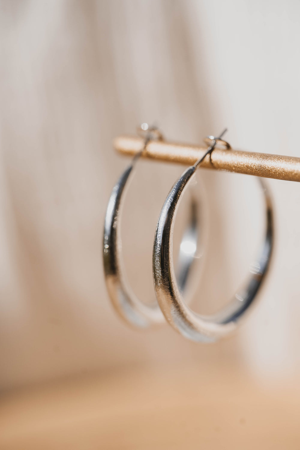 Rosario | Boucles d'oreilles / créoles en acier inoxydable | 3,5cm | Argenté