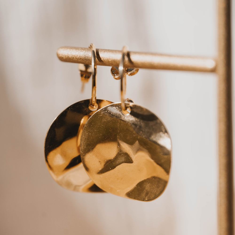 Palma | Boucles d'oreilles / créoles en acier inoxydable | Doré