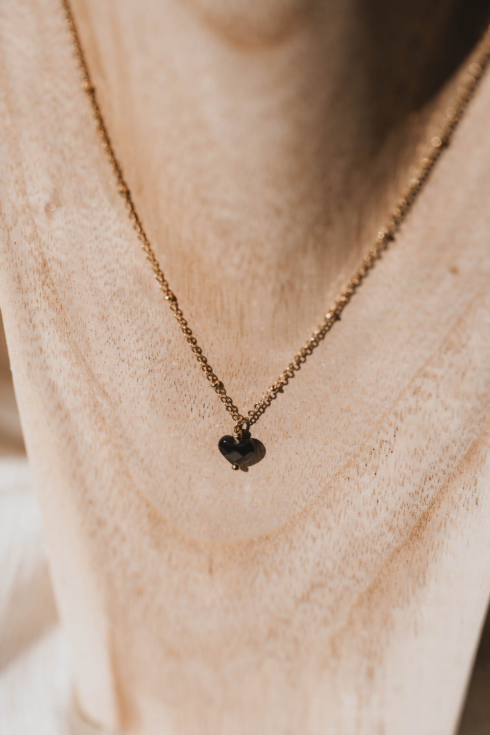 Bologne | Collier en acier inxydable et pierre naturelle | Onyx | Doré
