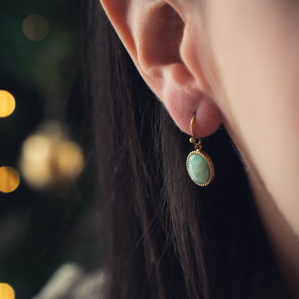 Vérone | Boucles en acier inoxydable et pierres naturelles | Amazonite | Doré