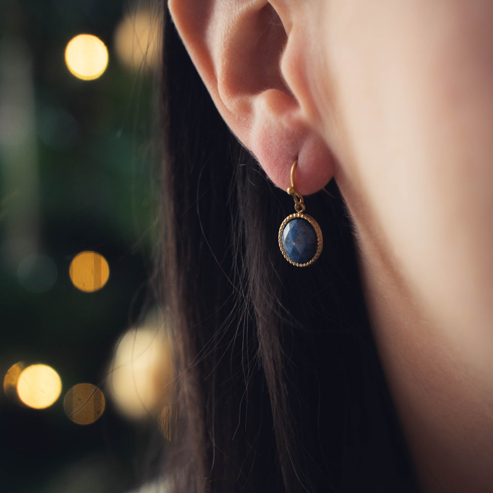 Vérone | Boucles d'oreilles en acier inoxydable et pierres naturelles | Lapis Lazuli
