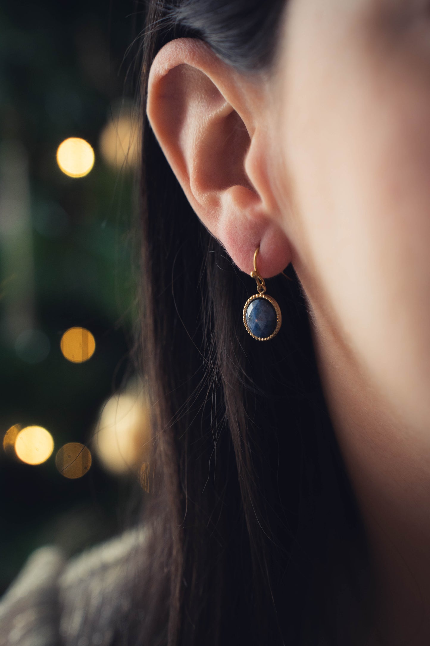 Vérone | Boucles d'oreilles en acier inoxydable et pierres naturelles | Lapis Lazuli