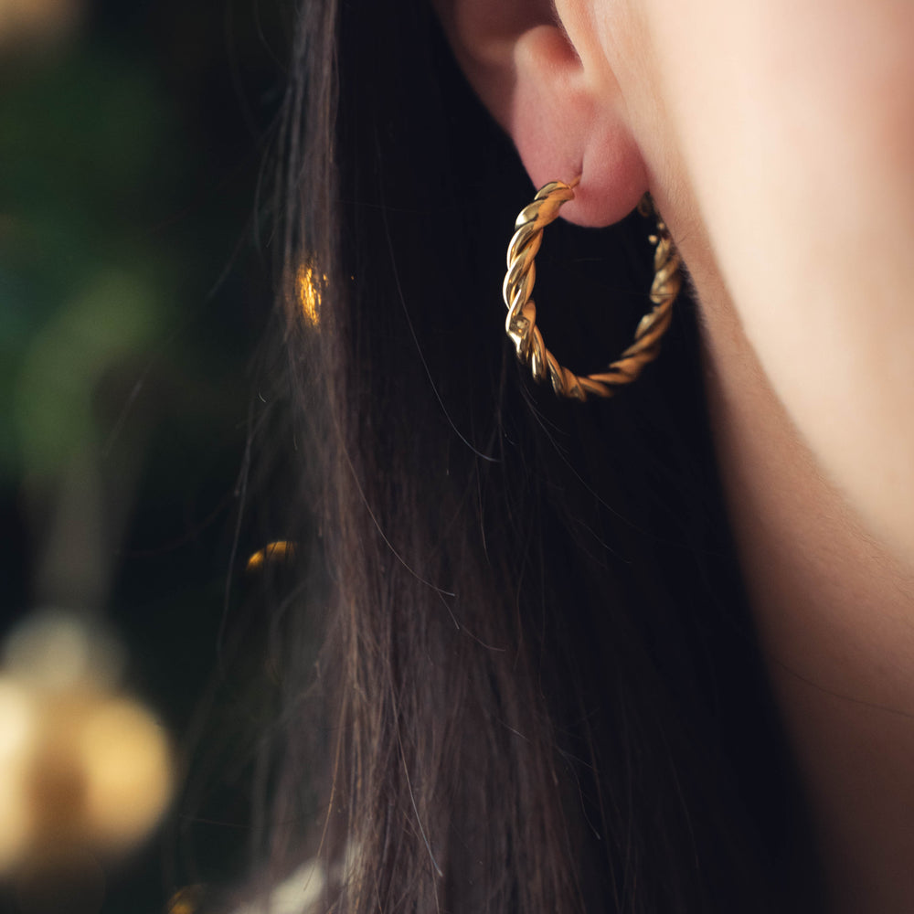 Helsinki | Boucles d'oreilles / créoles en acier inoxydable | Doré