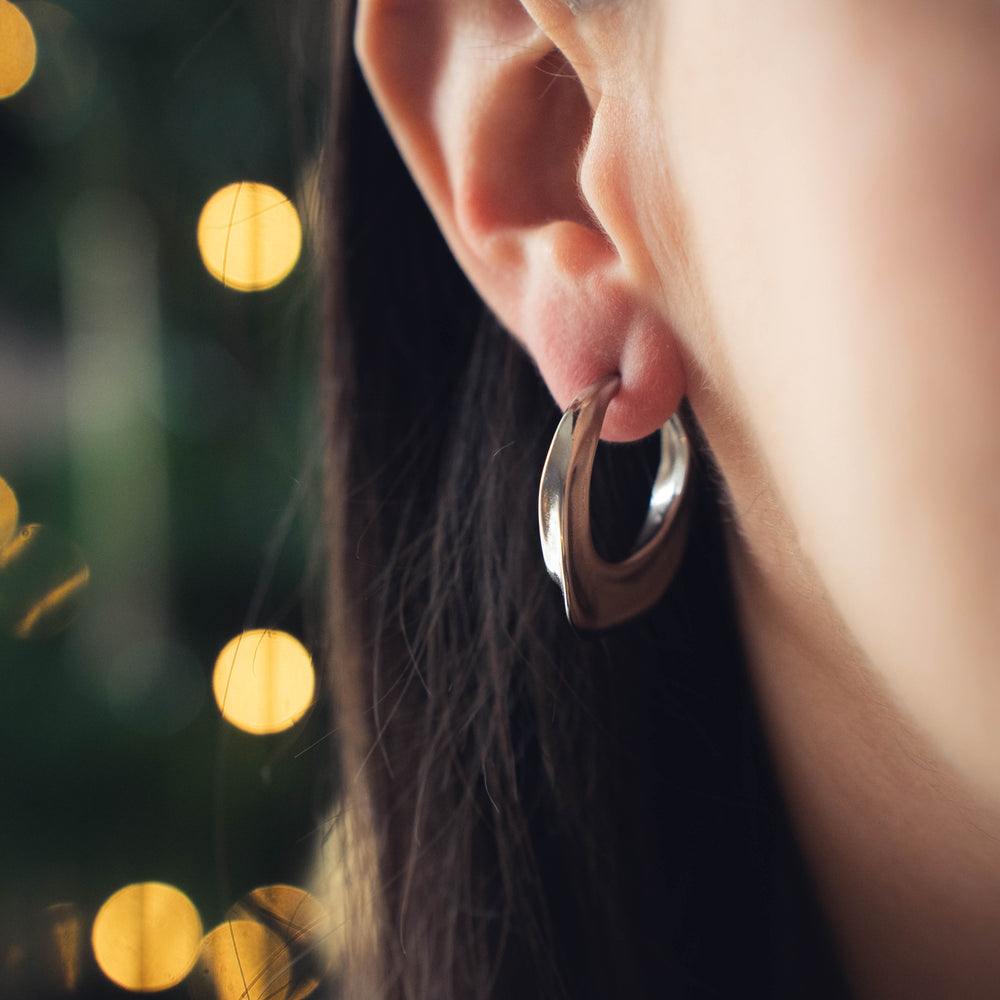 Dubaï | Boucles d'oreilles / créoles en acier inoxydable | Argenté