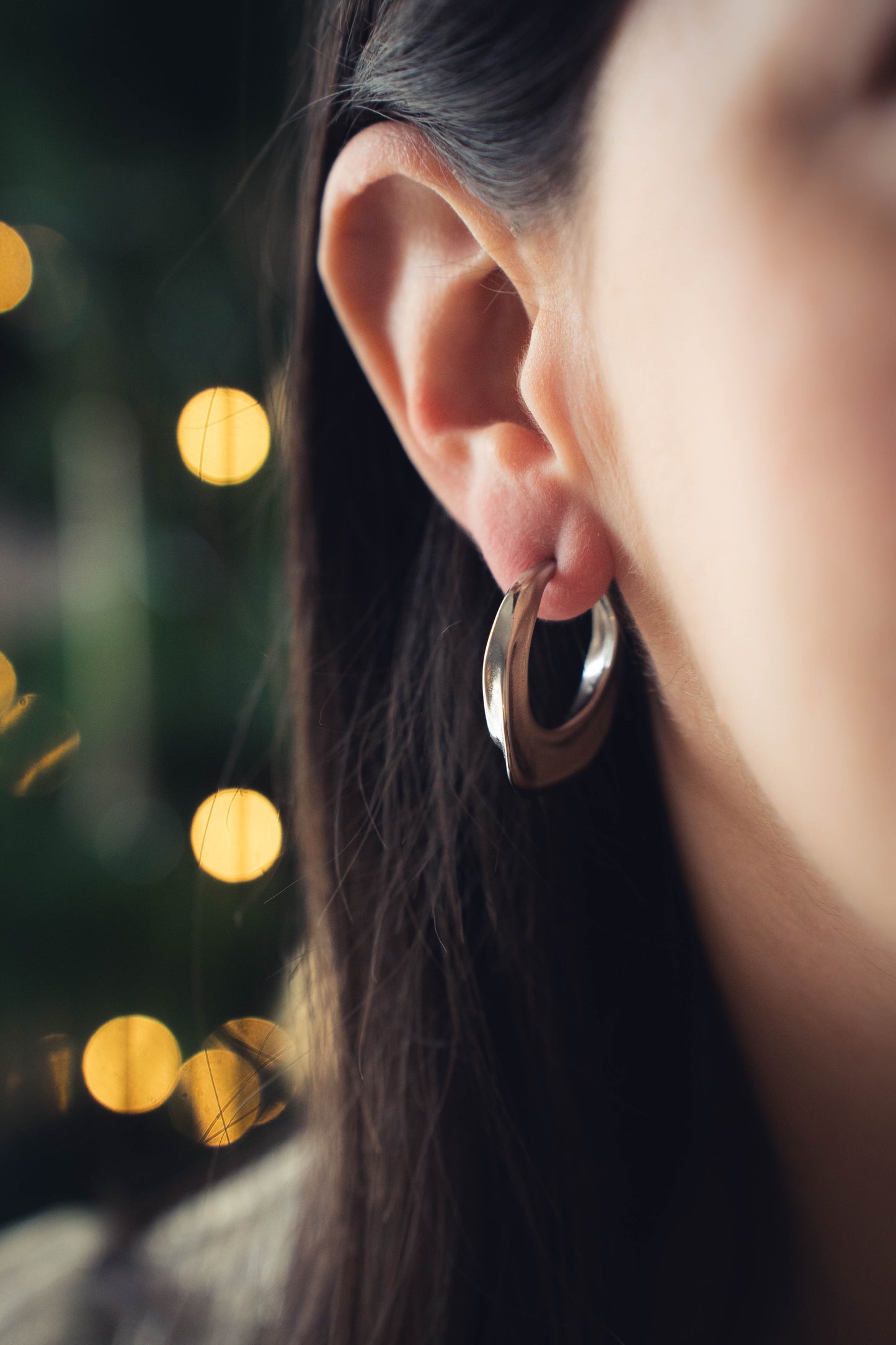 Dubaï | Boucles d'oreilles / créoles en acier inoxydable | Argenté