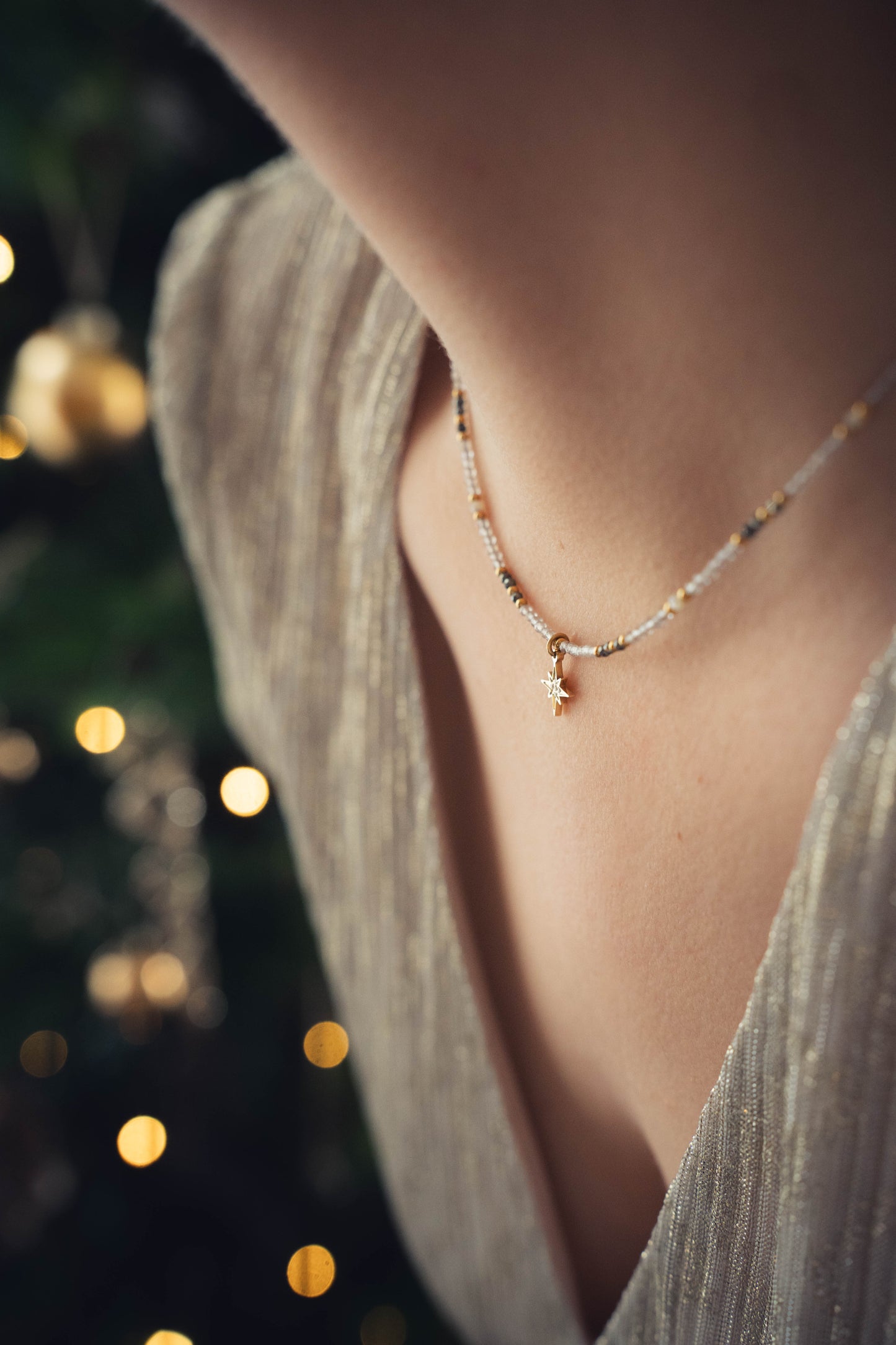 Galway | Collier en acier inoxydable et pierres naturelles | Labradorite & Pyrite | Doré