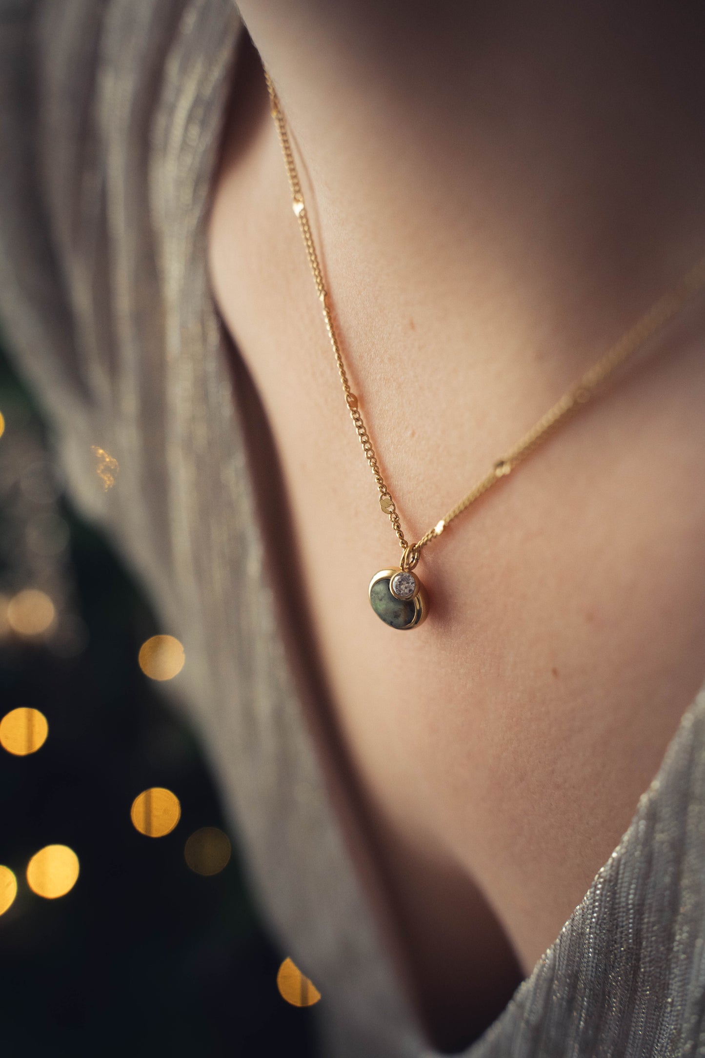 Mexico | Collier en acier inoxydable et pierre naturelle | Turquoise africaine | Doré