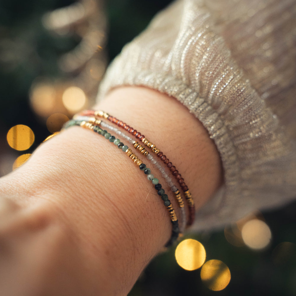 Triana | Bracelet en acier inoxydable et pierres naturelles | Labradorite & hématite