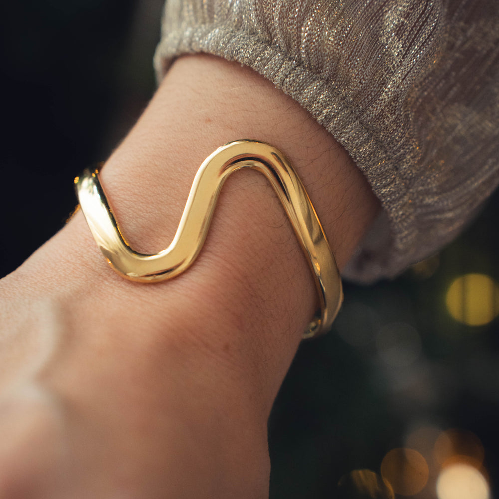 Hawaï | Bracelet / jonc en acier inoxydable | Doré