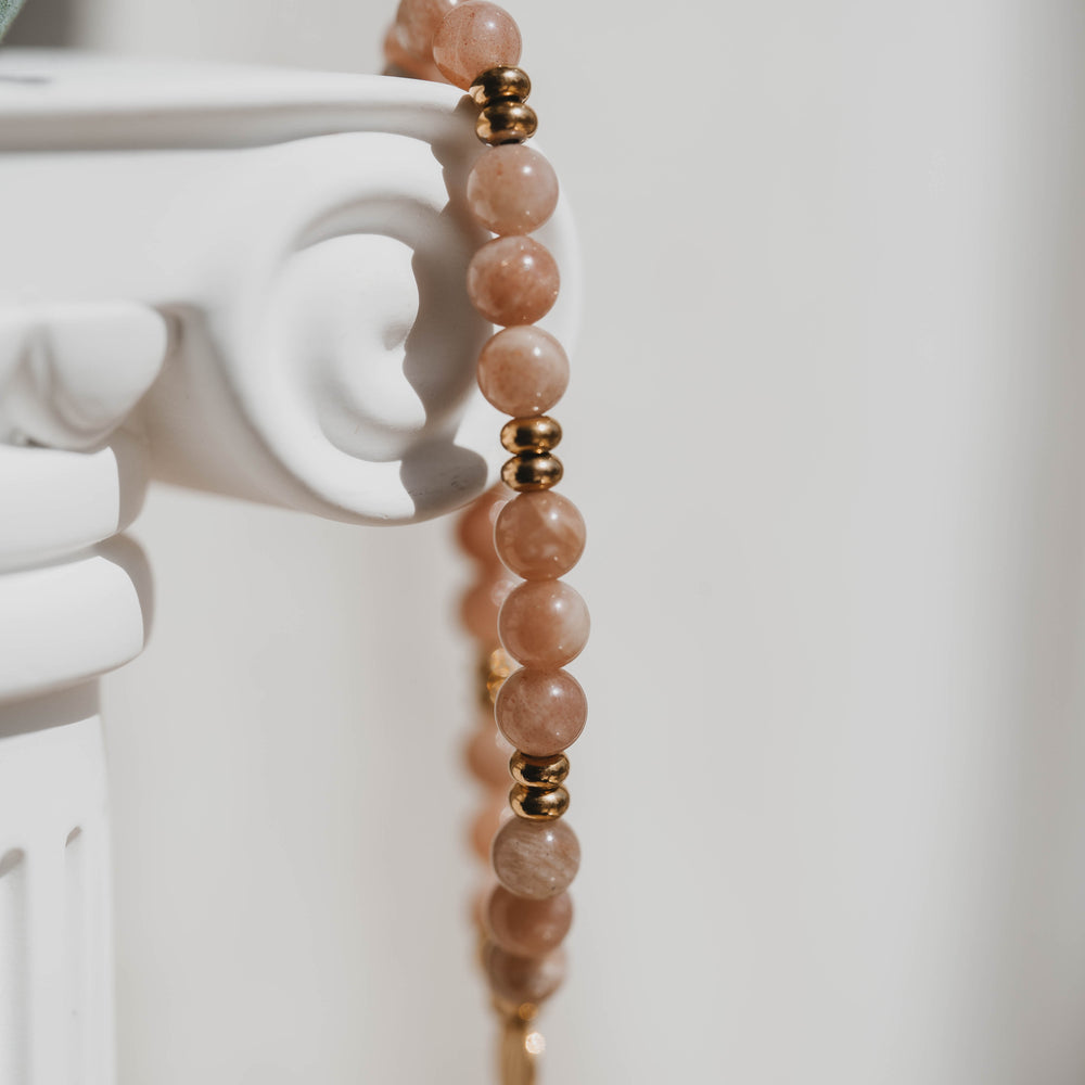 Rome | Bracelet en acier inoxydable et pierres naturelles | Doré