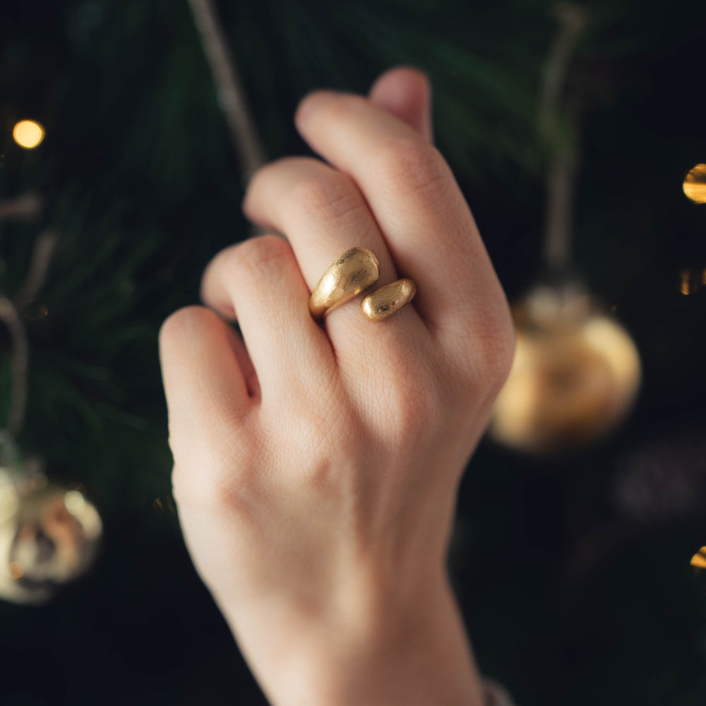 Barbade | Bague en acier inoxydable | Brossé | Doré