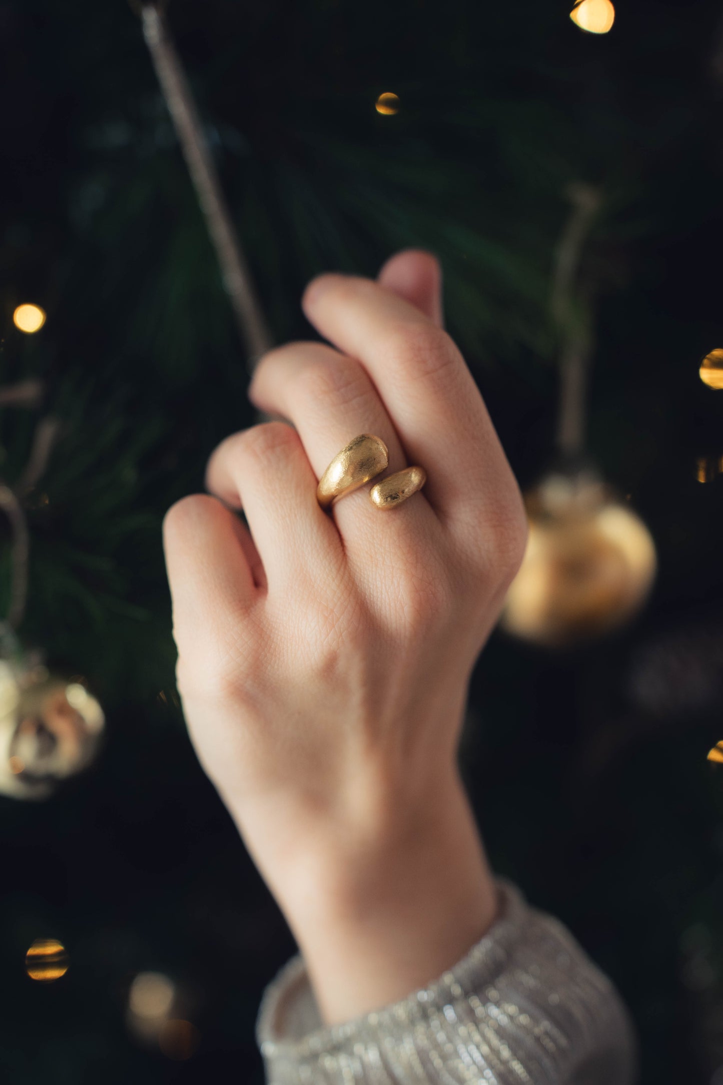 Barbade | Bague en acier inoxydable | Brossé | Doré