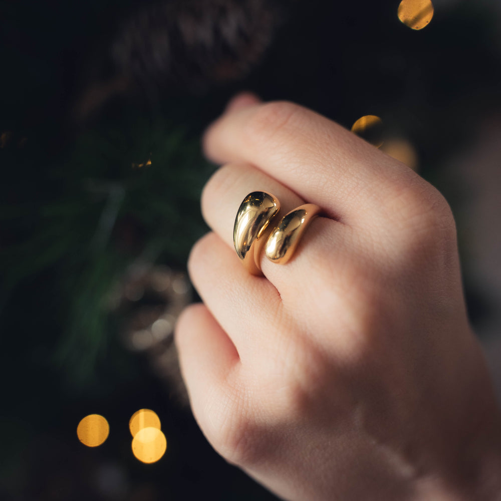 Barbade | Bague en acier inoxydable | Lisse | Doré