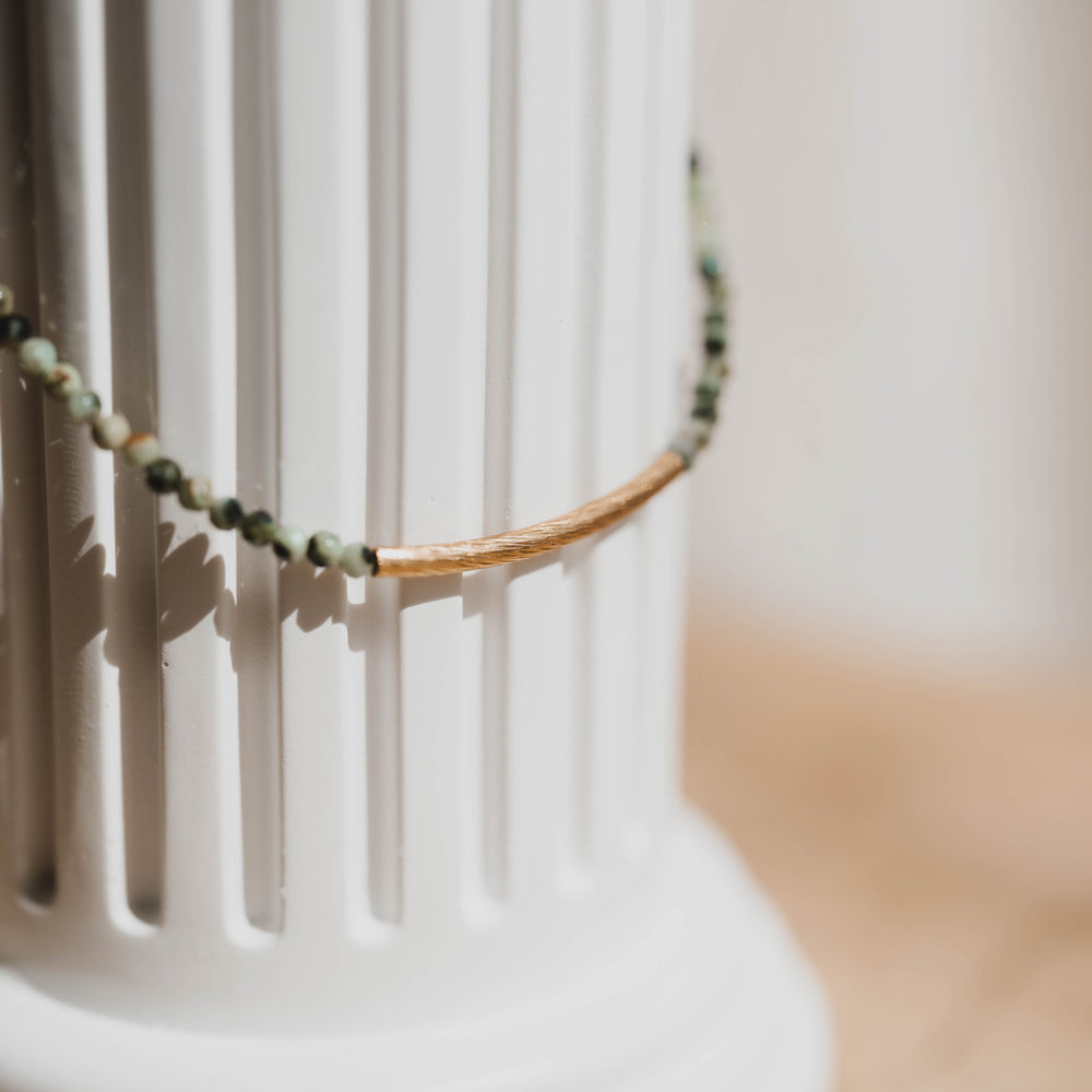 Oman | Collier en acier inoxydable et pierres naturelles | Turquoise Africaine | Doré