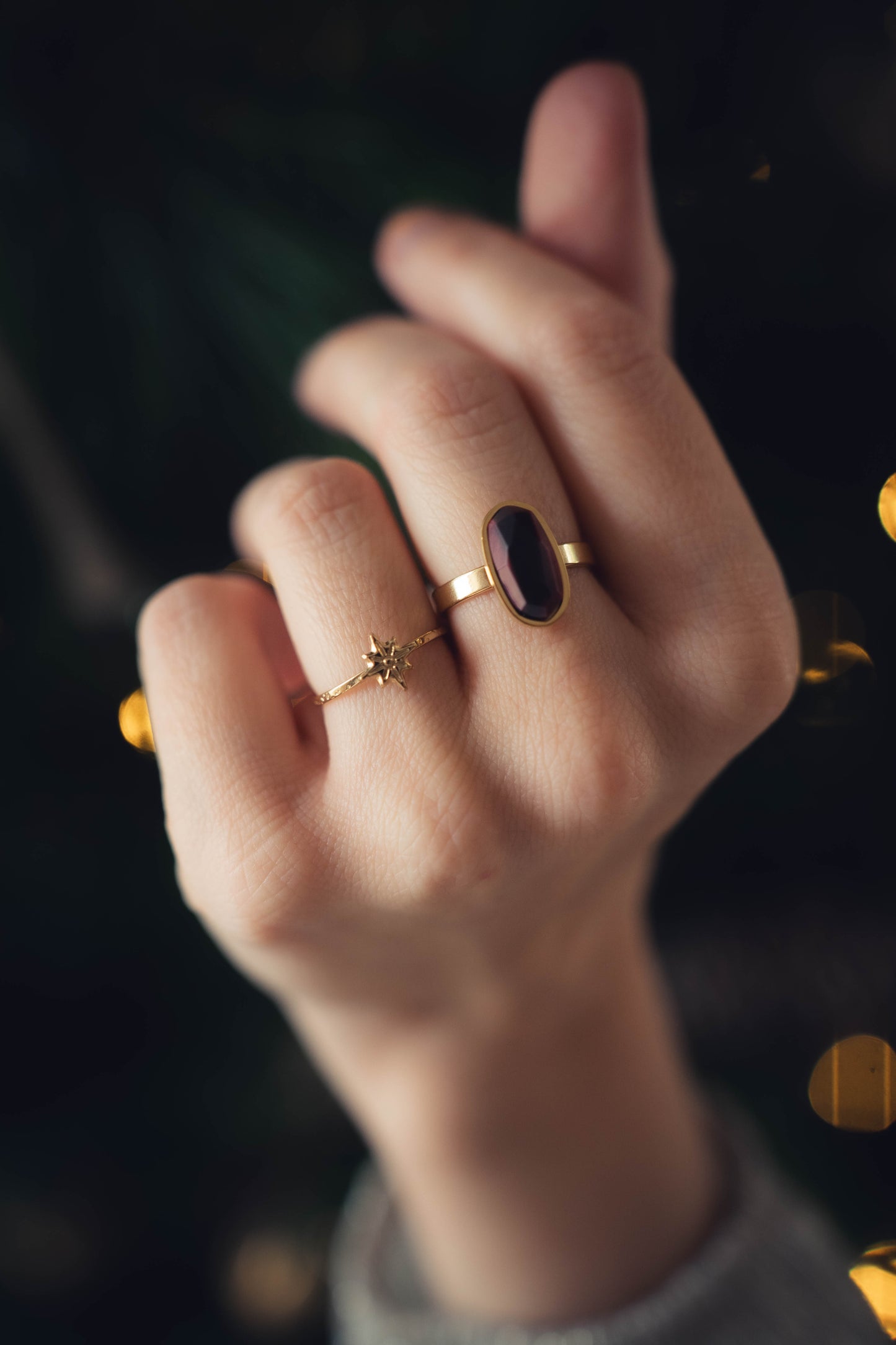 Kingston | Bague en acier inoxydable et pierre naturelle | Œil de Taureau | Doré