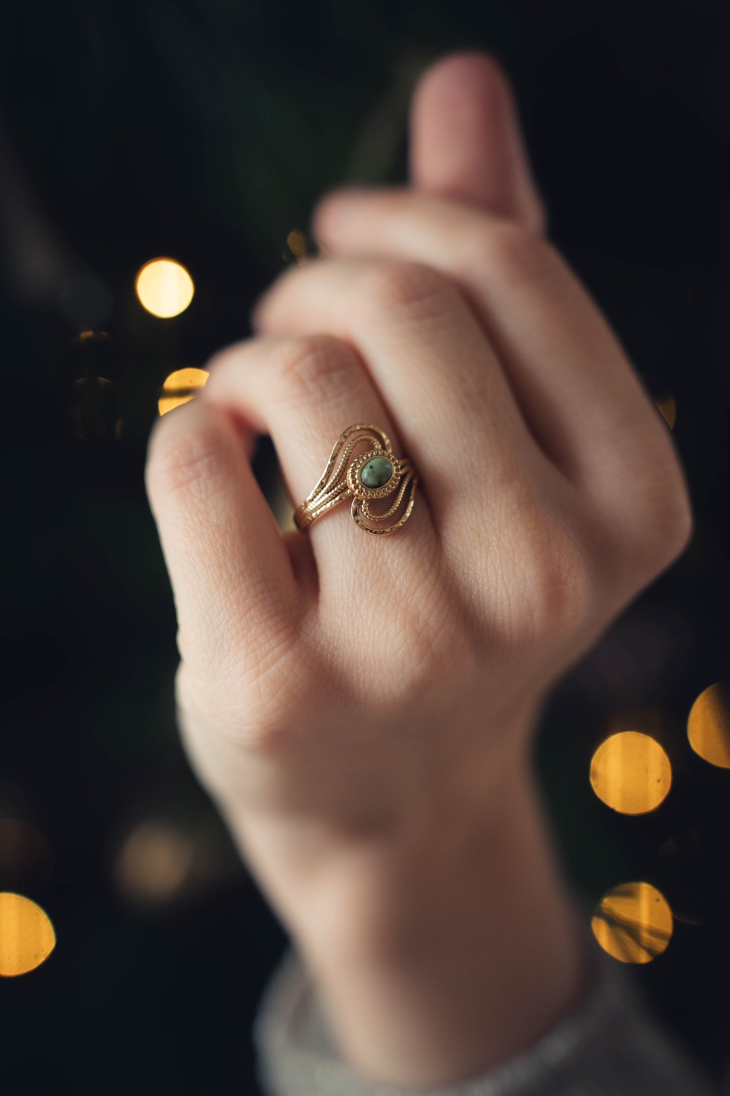 Playa del Carmen | Bague en acier inoxydable et pierre naturelle | Turquoise africaine | Doré